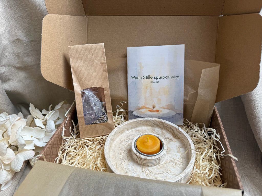 Ritualset Teelicht – Stille braun marmoriert