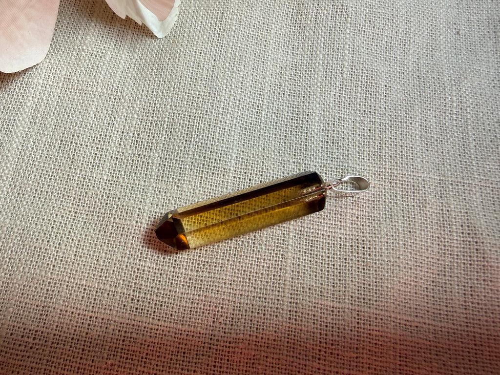 Naturcitrin Anhänger mit 925 Silberöse – Echter unbehandelter Citrin aus Brasilien | Unikat
