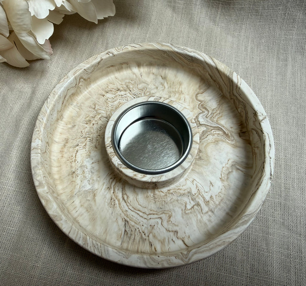 Ritualset Teelicht – Stille braun marmoriert