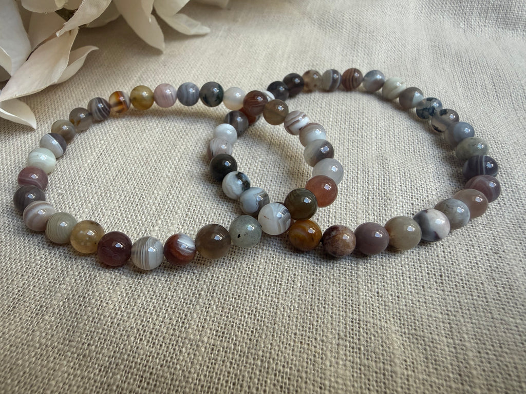 Botswana Achat Kugelarmband 6 mm – Natürliches Edelsteinarmband