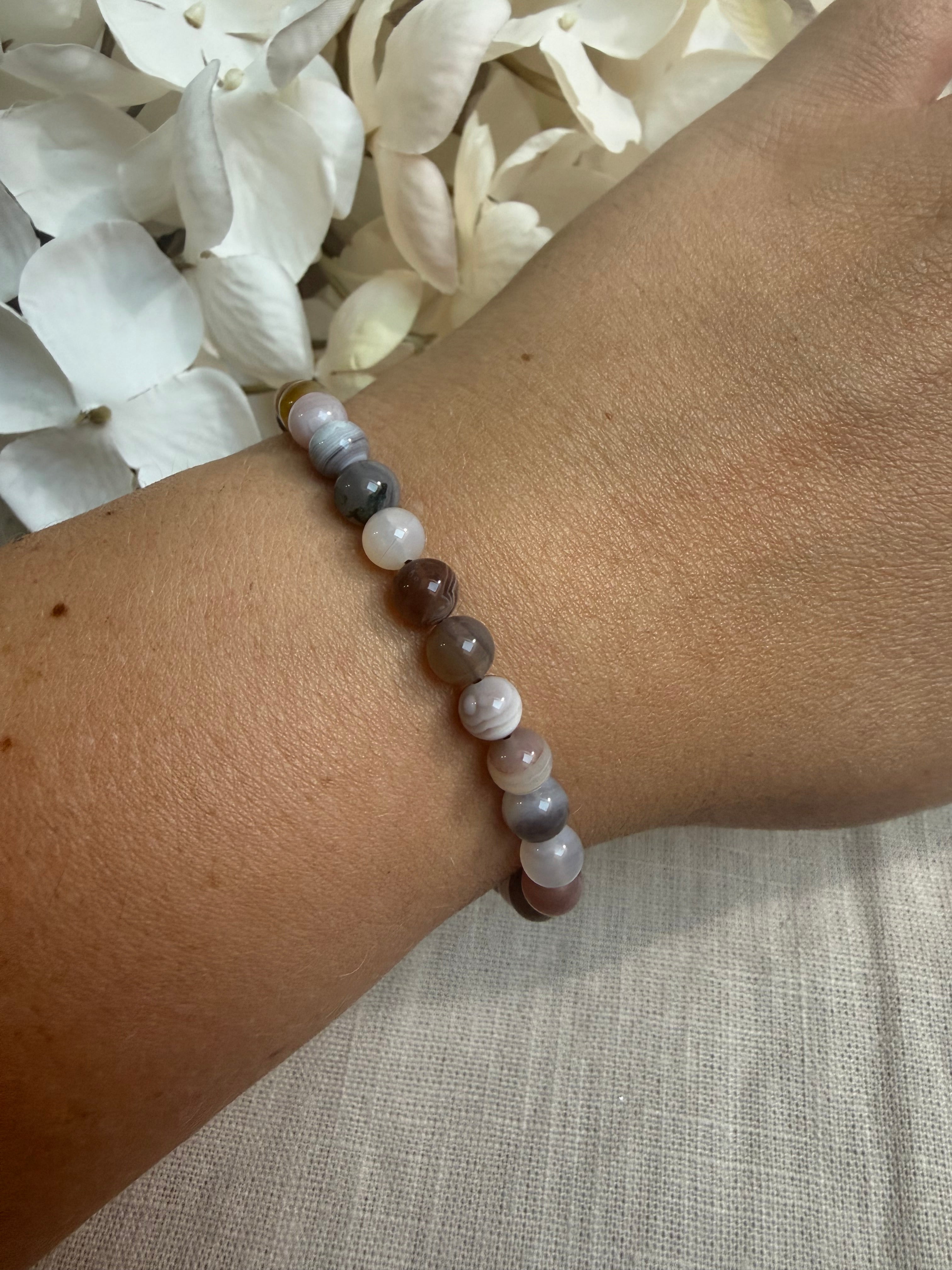 Botswana Achat Kugelarmband 6 mm – Natürliches Edelsteinarmband