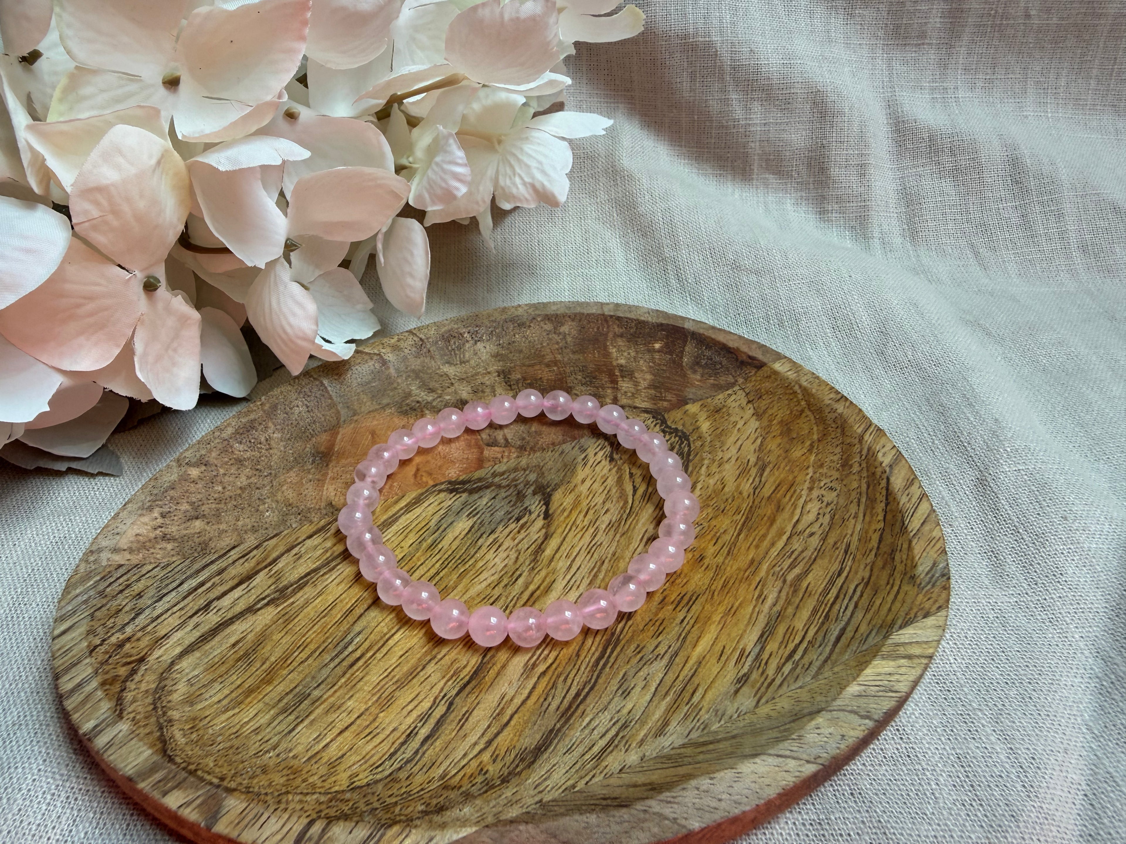 Rosenquarz Armband 6 mm – Edelsteinarmband aus natürlichem Rosenquarz | Liebe & Harmonie