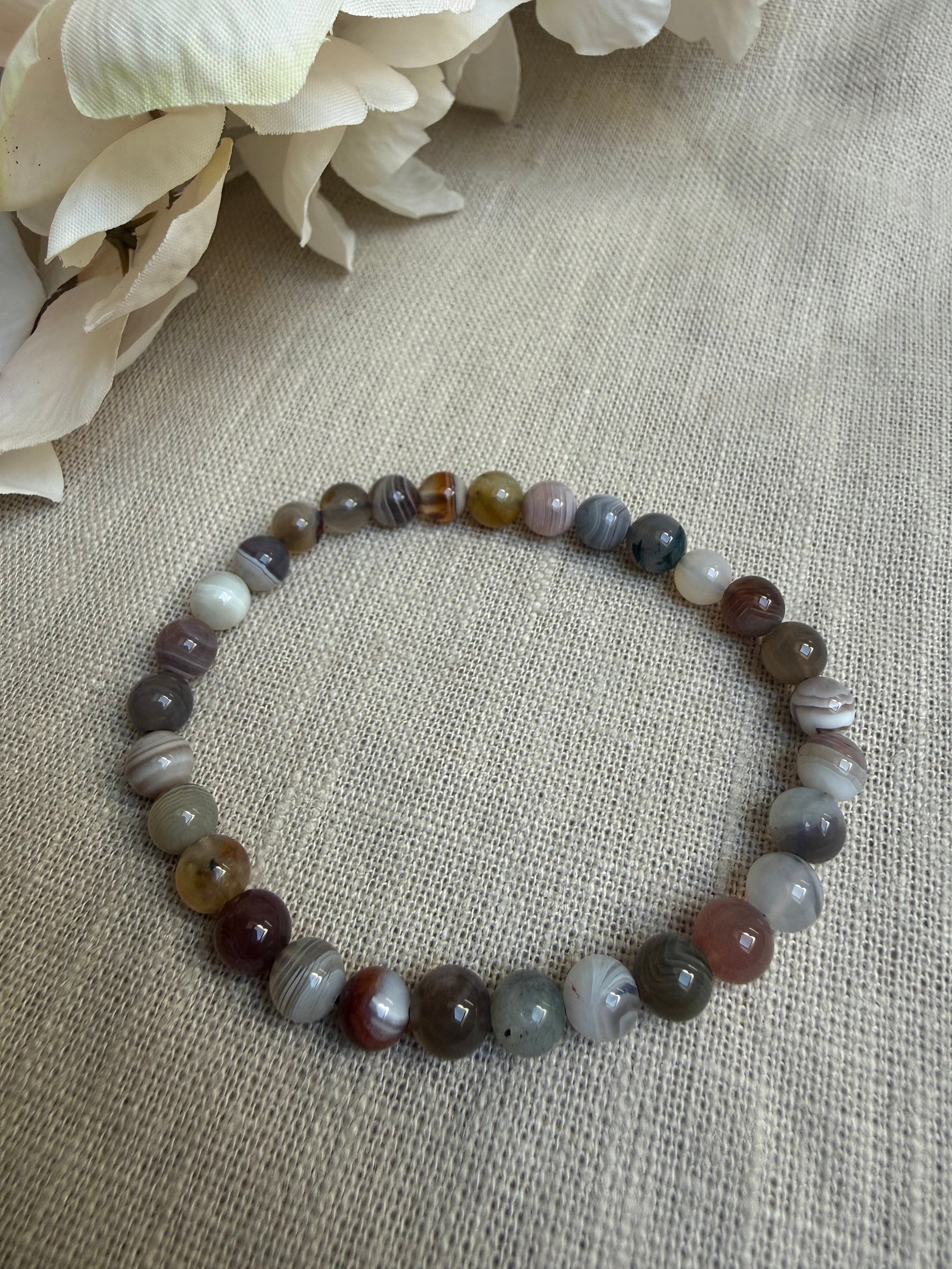 Botswana Achat Kugelarmband 6 mm – Natürliches Edelsteinarmband